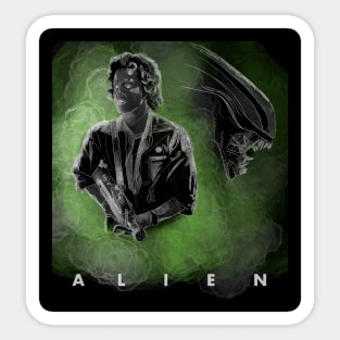 Ripley and alien in fog Sticker